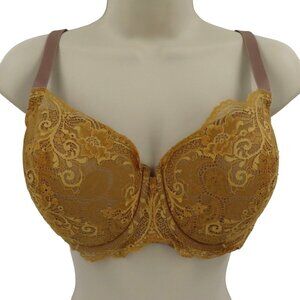 Thirdlove 36E Bra 24/7 Lace Balconette Bra Yellow Beige Underwire Lined Nylon